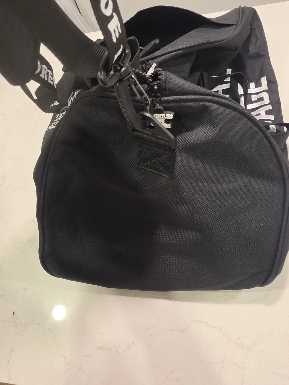 Men's Black Duffel Bag with 'Emotional Baggage' Graphic